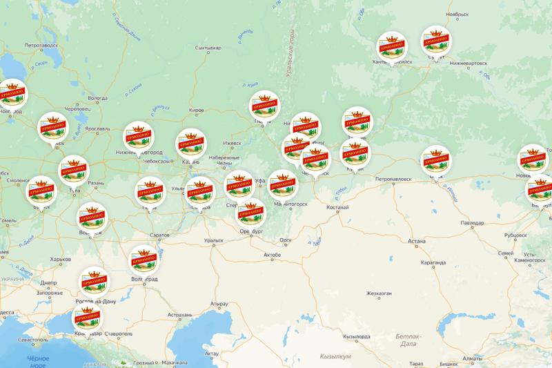 Факт №1. Магазины «ЕРМОЛИНО» есть в более чем 900 населенных пунктах России